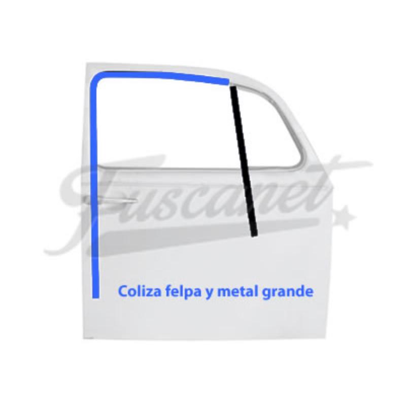 Coliza metalica felpa guia vidrio todos larga - par